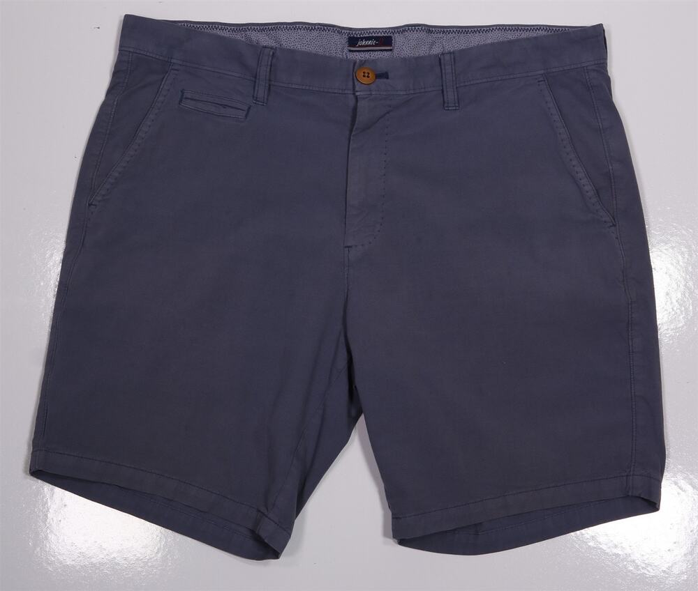 Johnnie-O Blue Gray Cotton Modal Stretch Flat Front Chino Shorts 34
